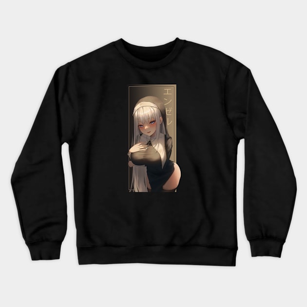 Lewd Nun Car Slap Crewneck Sweatshirt by cocorf